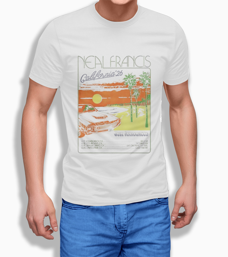 Neal Francis California Tour 2026 Sunset Palm Trees T-Shirt
