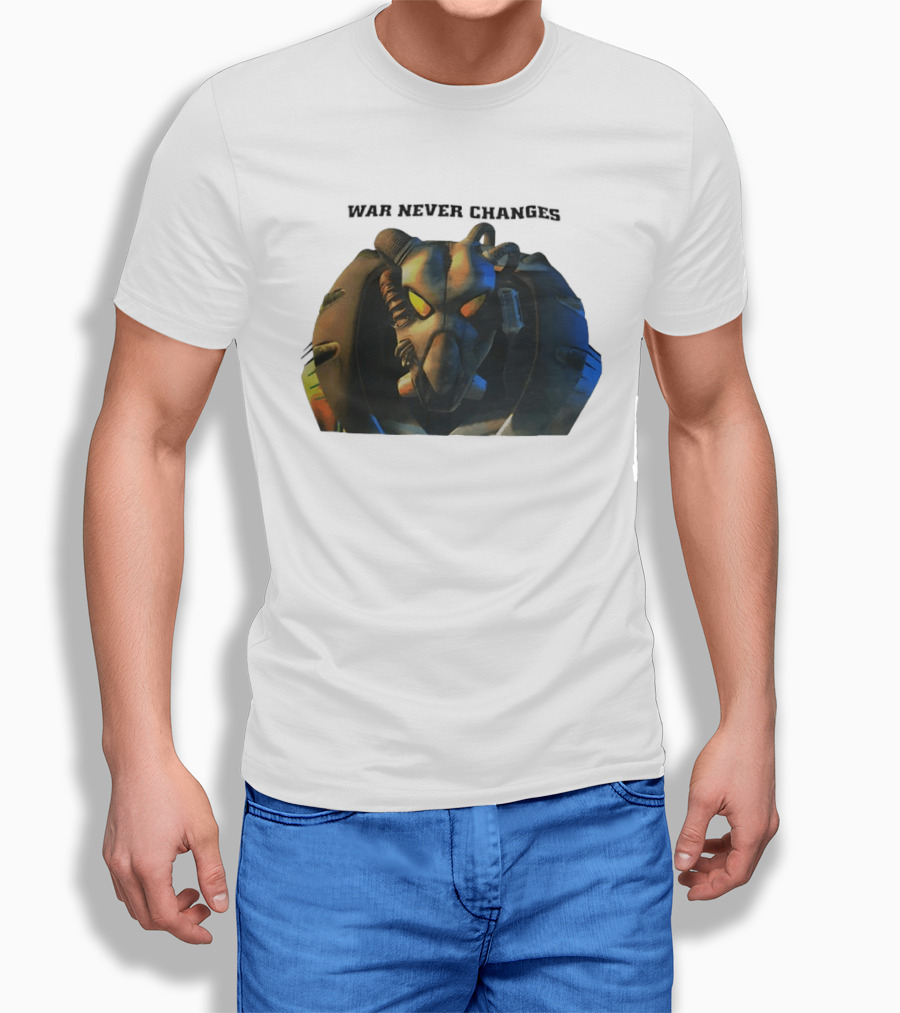 War Never Changes Enclave Power Armor Iconic Fallout Gaming T-Shirt