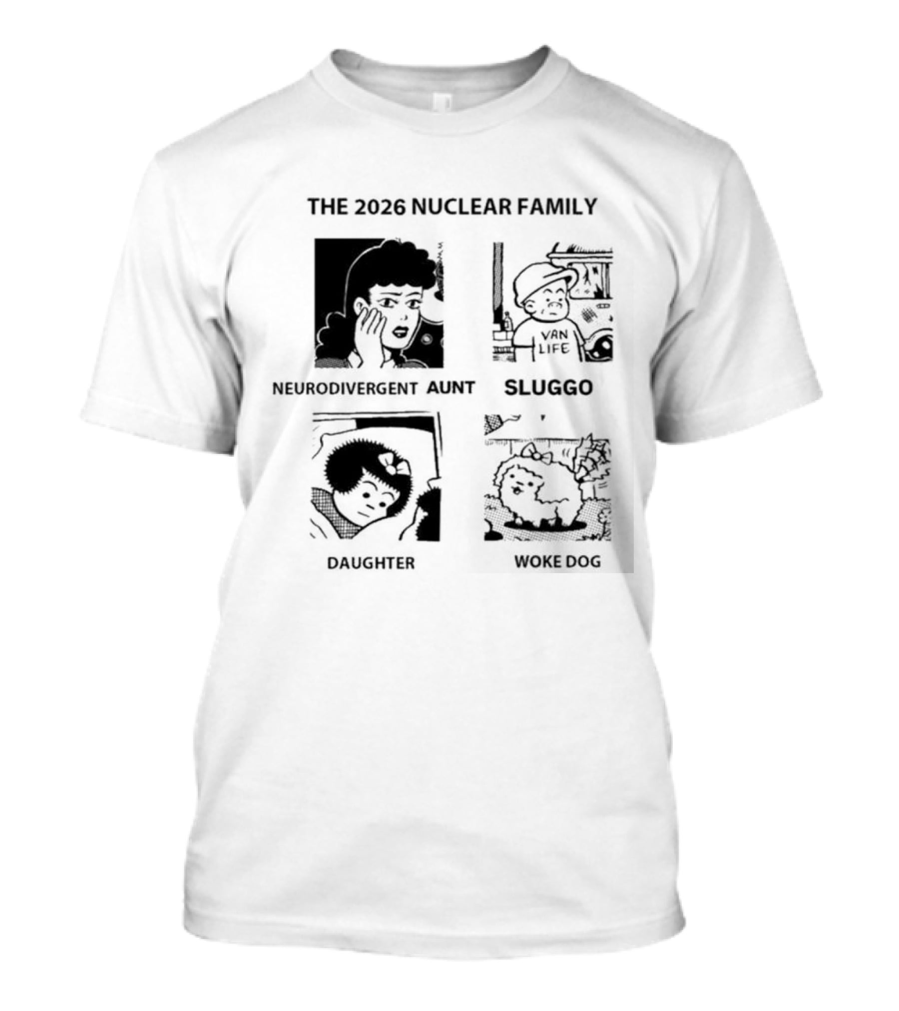 The 2026 Nuclear Family Sluggo Husband Wife Son Daughter T-Shirt