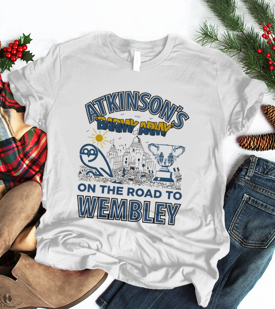 Atkinson's Barmy Army On The Road To Wembley Owl And Trophy Scene T-Shirt