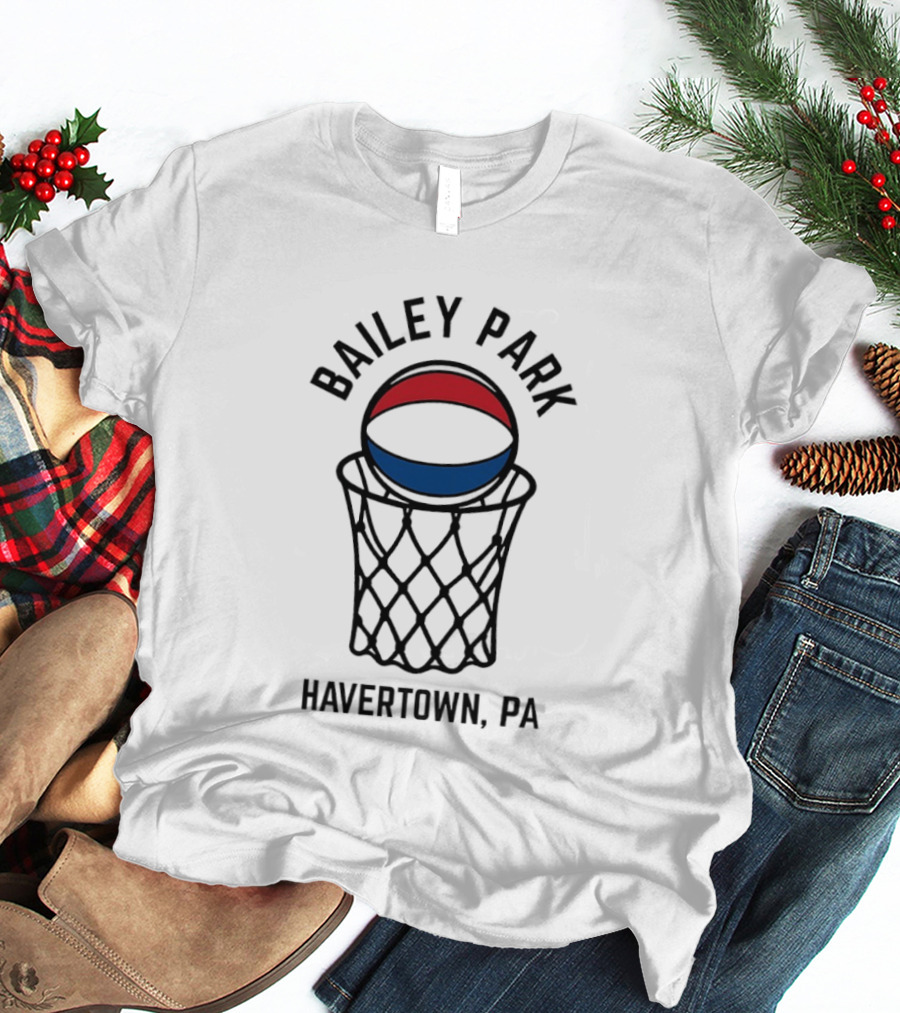 Bailey Park Havertown PA Basketball Hoop Red Blue White Ball T-Shirt