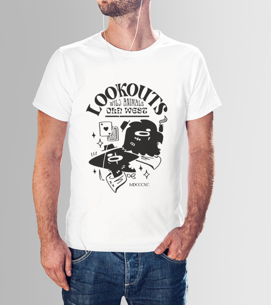 Lookouts Wild Animals Old West Card Game MDCCCXC T-Shirt