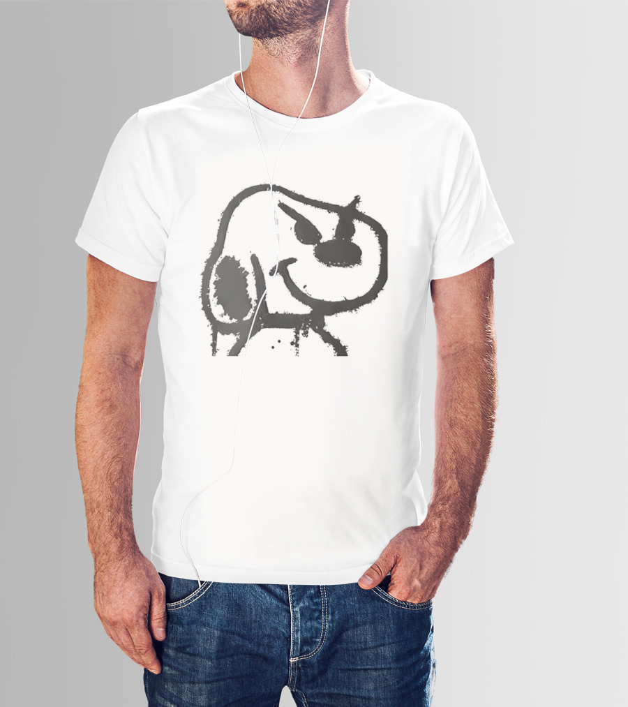 Snoopy Minimalist Outline Feeding Sketch T-Shirt