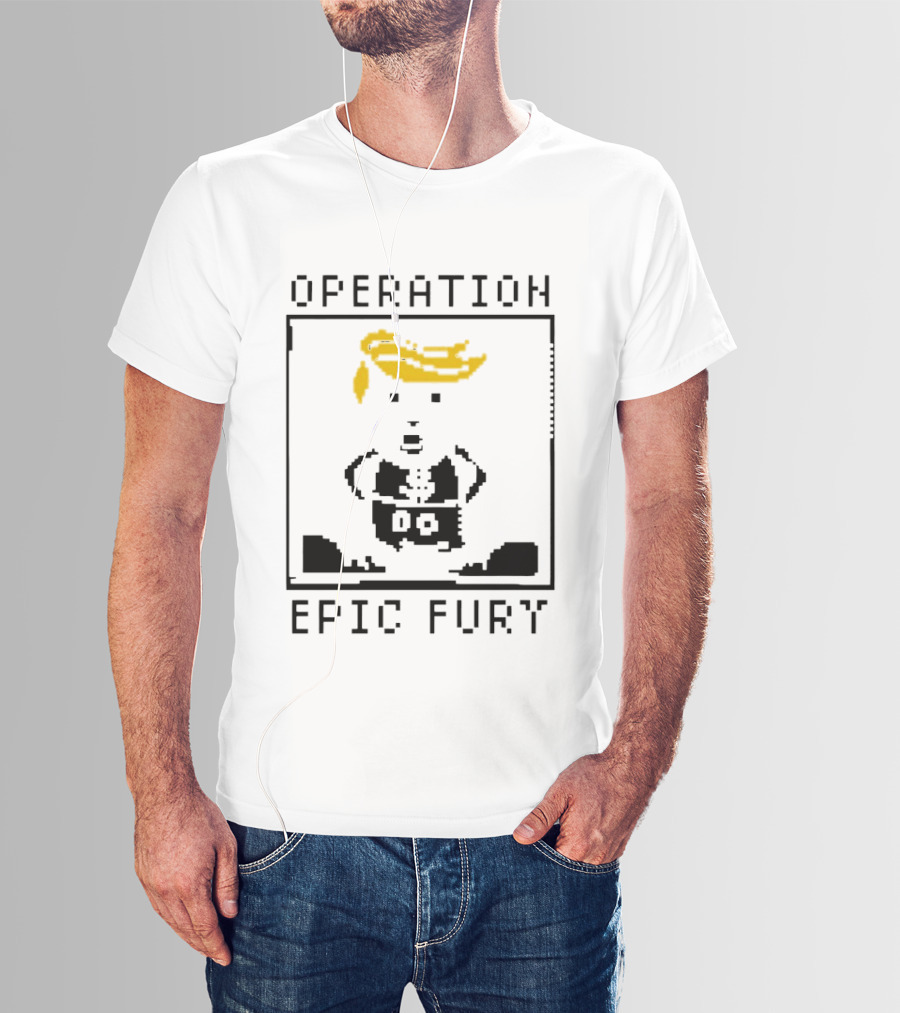 Operation Epic Fury Trump Cartoon Blocky Style Yellow Hair T-Shirt