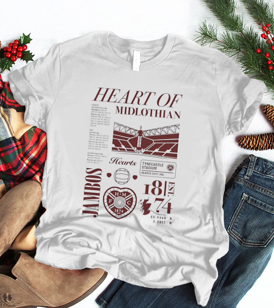 Heart Of Midlothian Jambos Est 1874 Scottish Football Club T-Shirt