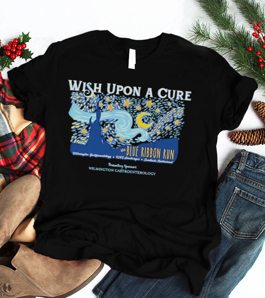 Wish Upon A Cure Blue Ribbon Run Wilmington Gastroenterology Event T-Shirt
