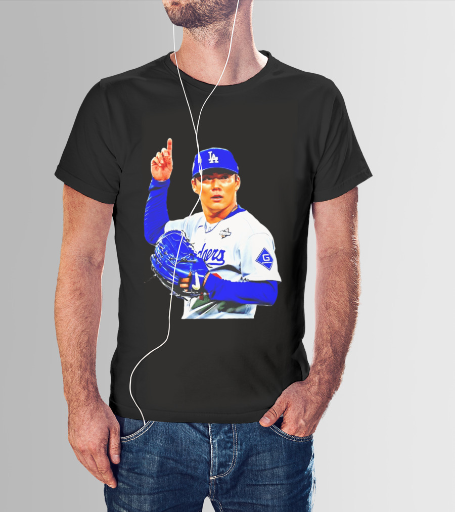 Yoshinobu Yamamoto '26 Los Angeles Dodgers Player Blue Glove T-Shirt