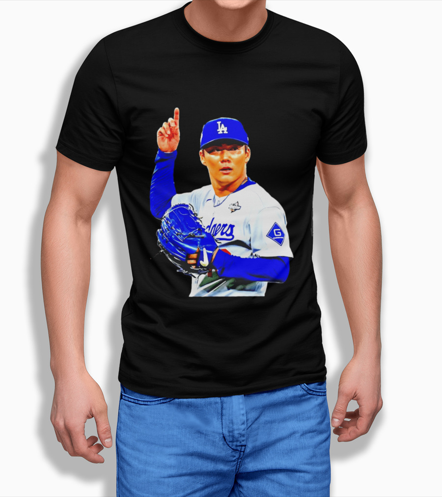 Yoshinobu Yamamoto '26 Los Angeles Dodgers Player Blue Glove T-Shirt
