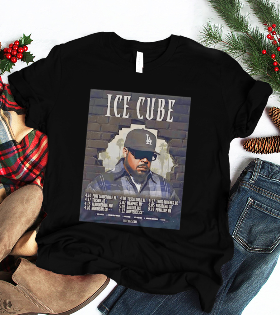 Ice Cube 4 Decades Of Attitude Tour 2026 North America Tour Dates And Locations T-Shirt