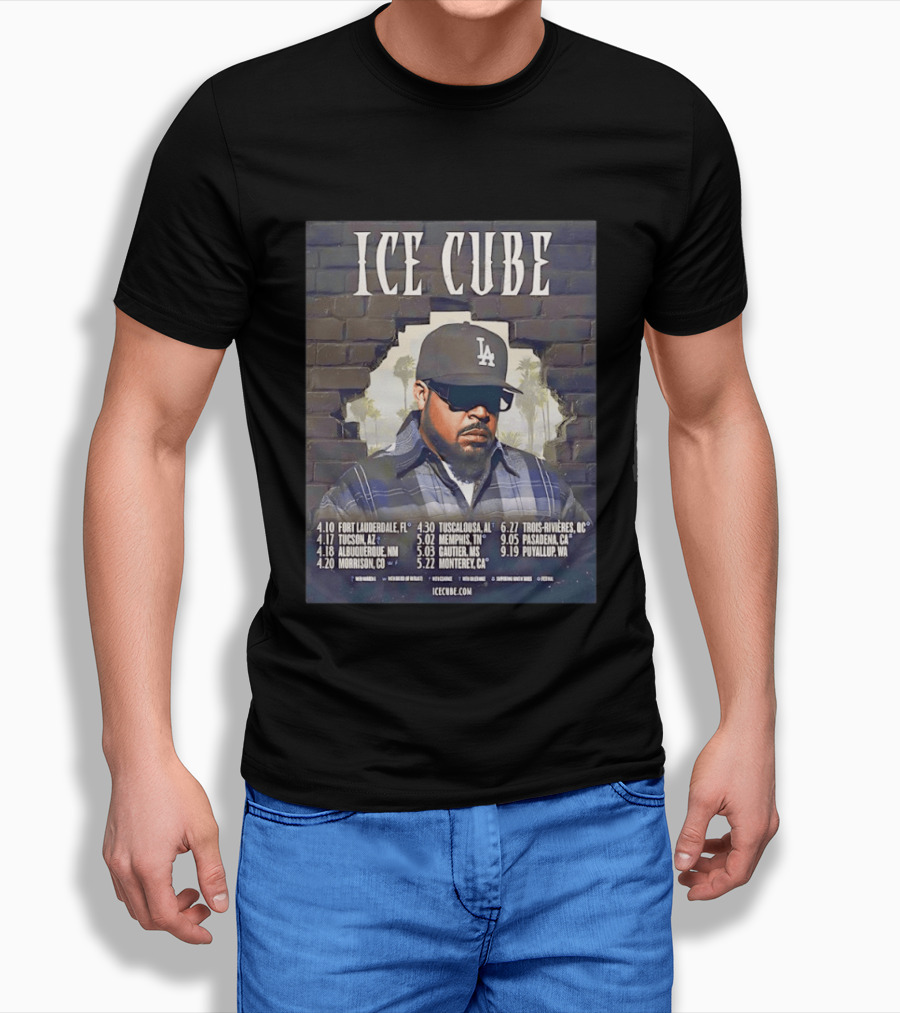 Ice Cube 4 Decades Of Attitude Tour 2026 North America Tour Dates And Locations T-Shirt