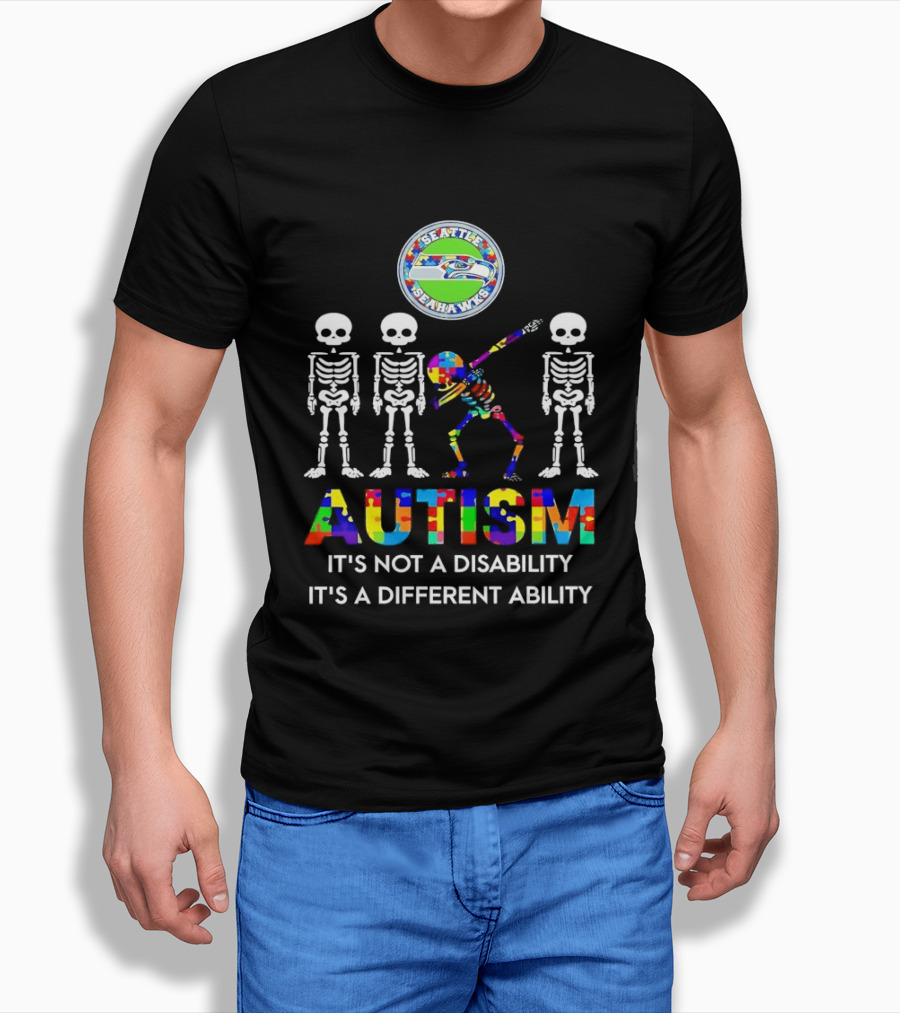 Seattle Seahawks Autism It's Not A Disability It's A Different Ability T-Shirt