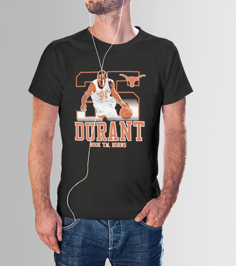 Kevin Durant 35 Texas Hook 'em Horns Longhorns Basketball T-Shirt