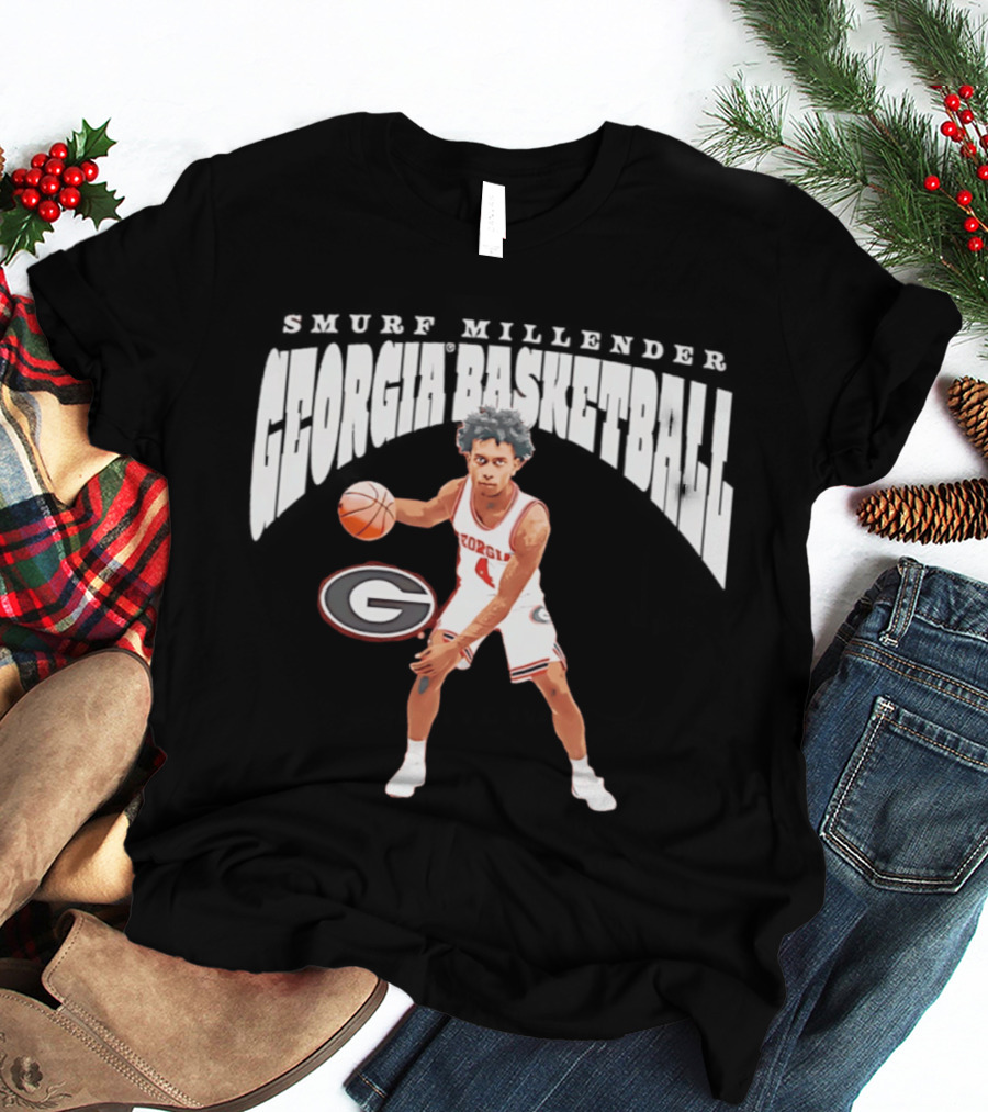 Georgia Bulldogs Smurf Millender Player Collage Basketball Team Merch T-Shirt