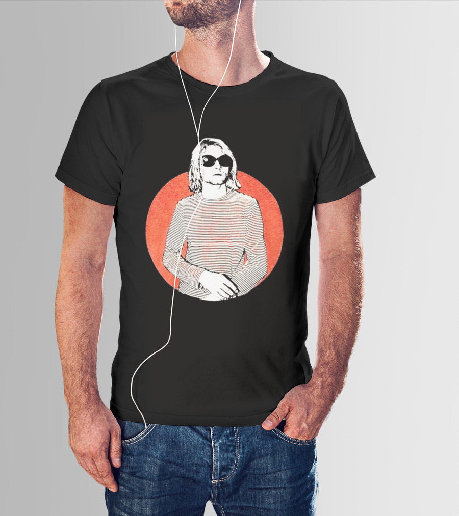 Kurt Cobain Striped Long Sleeve With Sunglasses T-Shirt