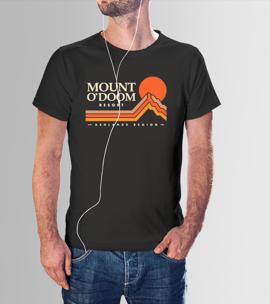 Mount O'Doom Resort Ashlands Region Sunset Retro Mountain T-Shirt