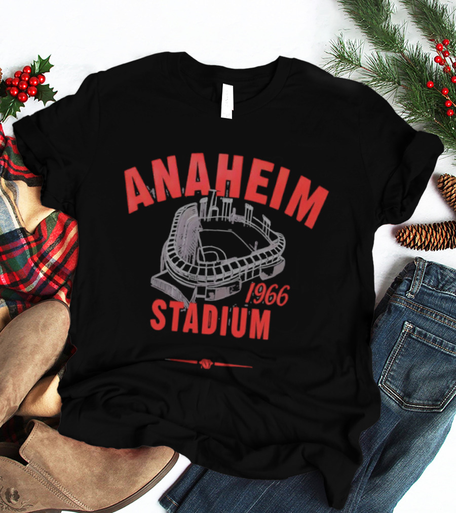 Anaheim Stadium 1966 Vintage Baseball Park Architecture T-Shirt