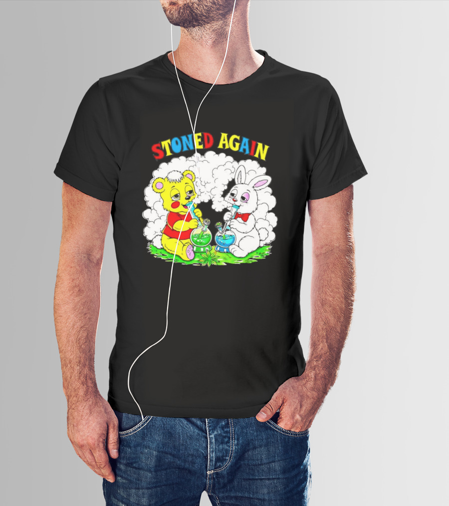 Bear And Bunny Stoned Again Smoking All Day Everyday T-Shirt