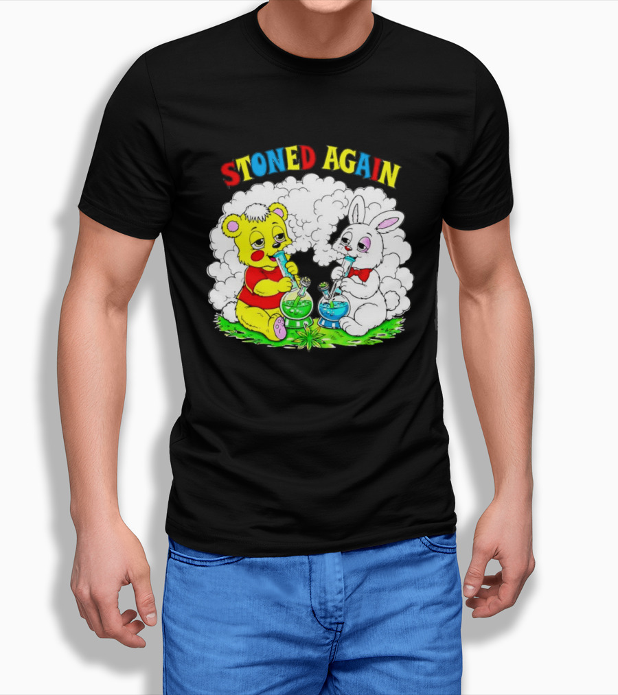 Bear And Bunny Stoned Again Smoking All Day Everyday T-Shirt