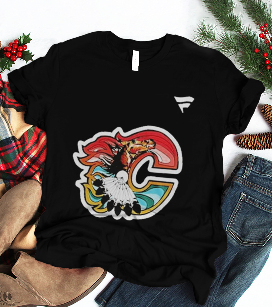 Calgary Flames Hockey Native Tribute C Logo Celebration T-Shirt