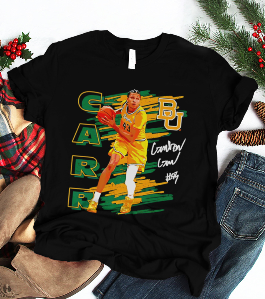CARR Baylor Basketball Player BU Number 4 Collage T-Shirt