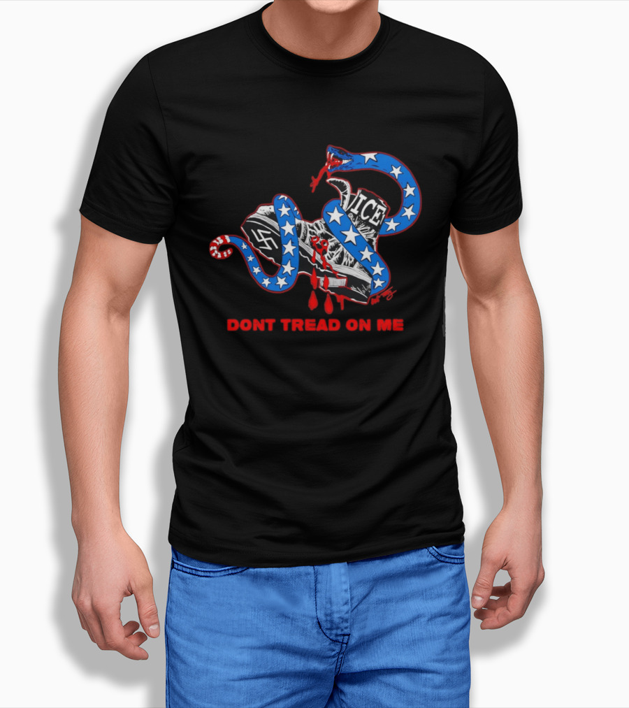 Don't Tread On Me Ice Snake Swastika Shoe T-Shirt