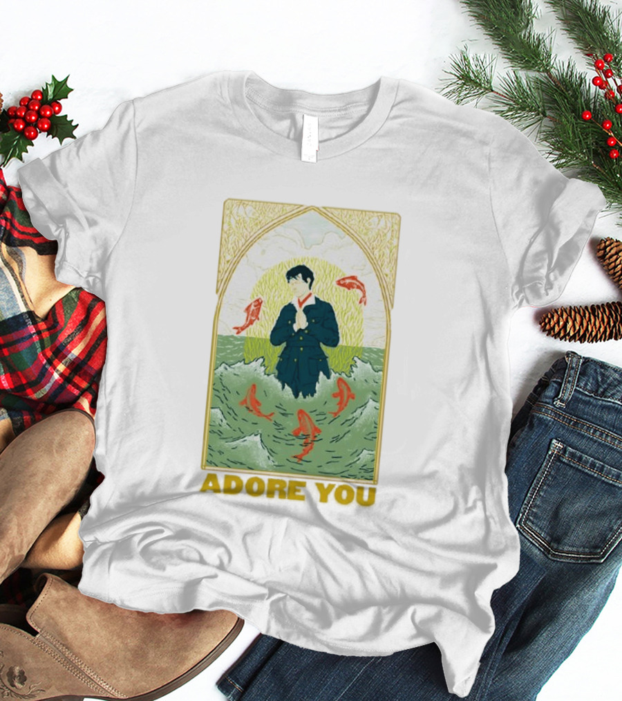 Adore You Iconic Pose Surrounded By Fish And Waves T-Shirt