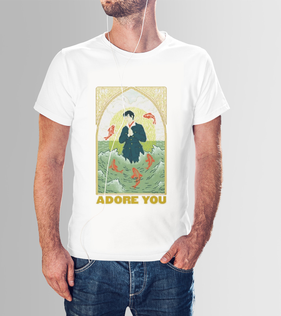 Adore You Iconic Pose Surrounded By Fish And Waves T-Shirt