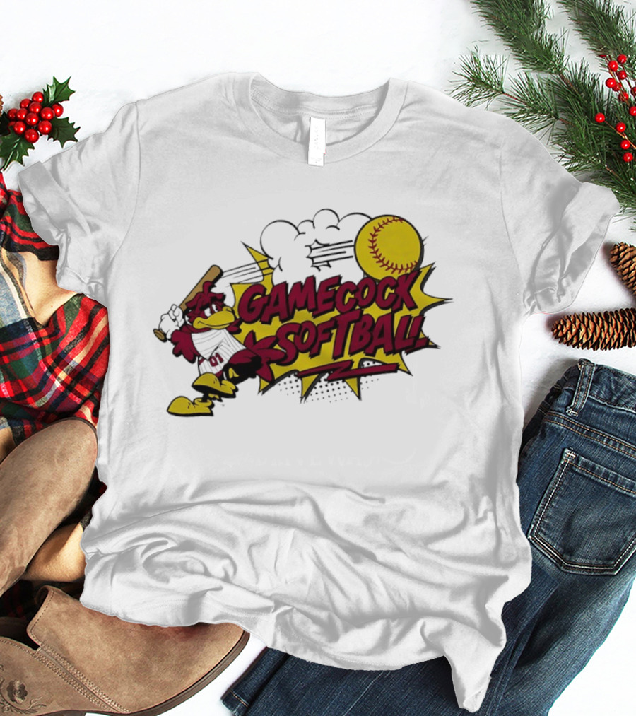 Gamecock Softball Cartoon Player Batting With Ball T-Shirt