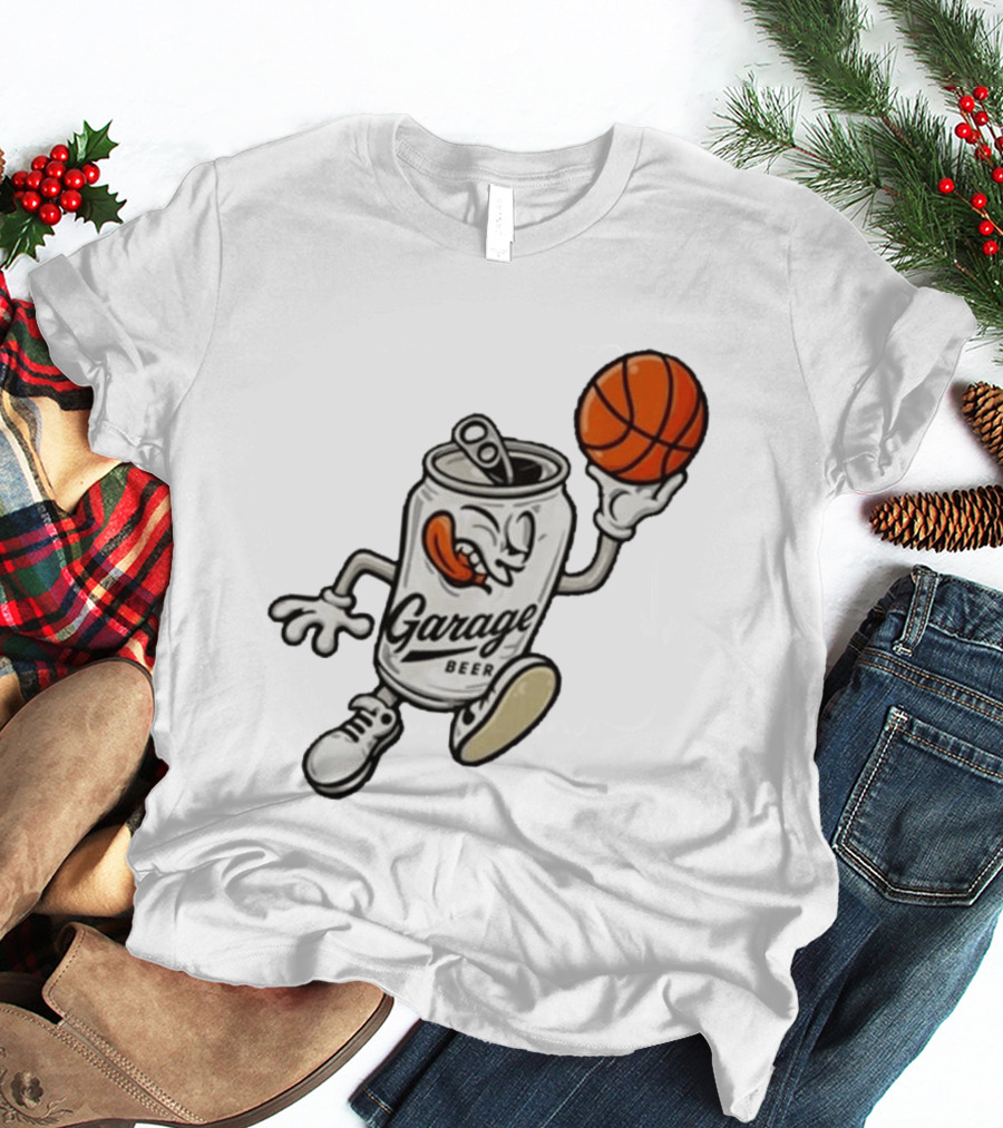 Garage Beer Can Basketball Cartoon T-Shirt