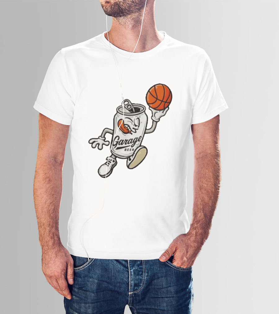 Garage Beer Can Basketball Cartoon T-Shirt