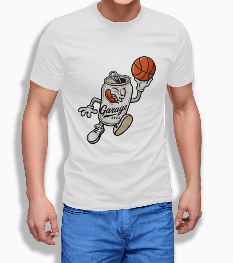 Garage Beer Can Basketball Cartoon T-Shirt