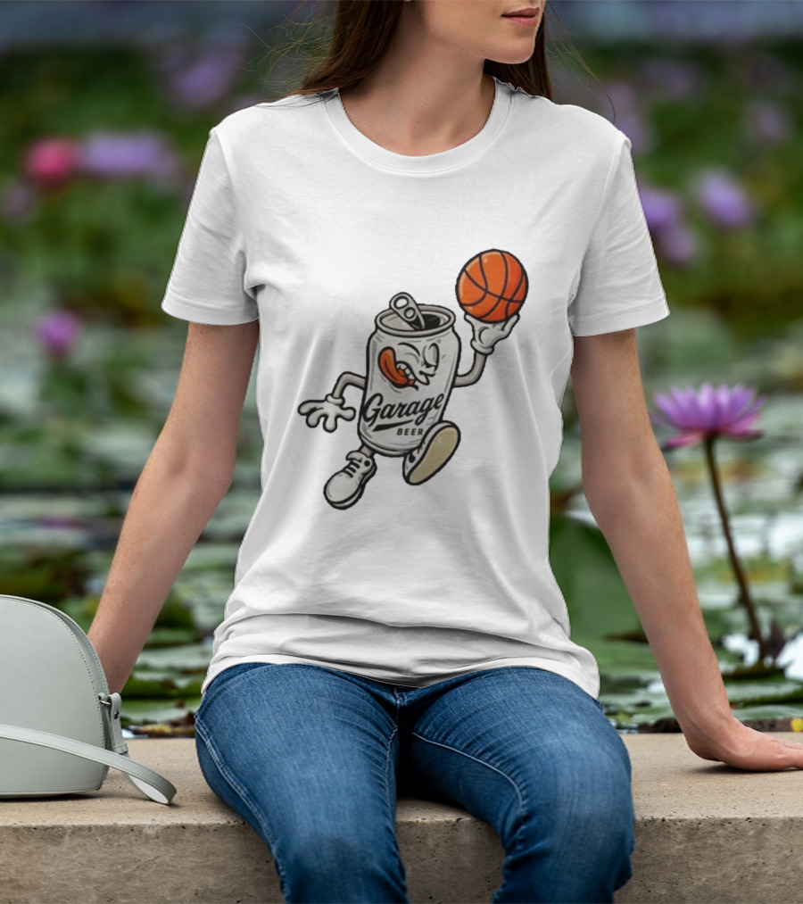 Garage Beer Can Basketball Cartoon T-Shirt