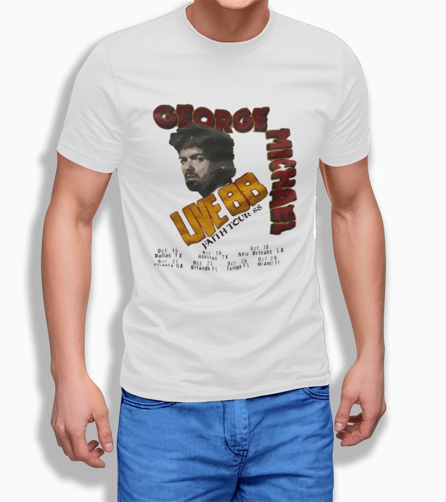 George Michael Live 88 Faith Tour 1988 Wembley Birmingham Glasgow Paris Dortmund Rotterdam T-Shirt