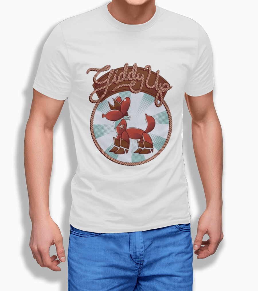 Giddy Up Balloon Horse Rope Circle Star Bandana Spurs T-Shirt