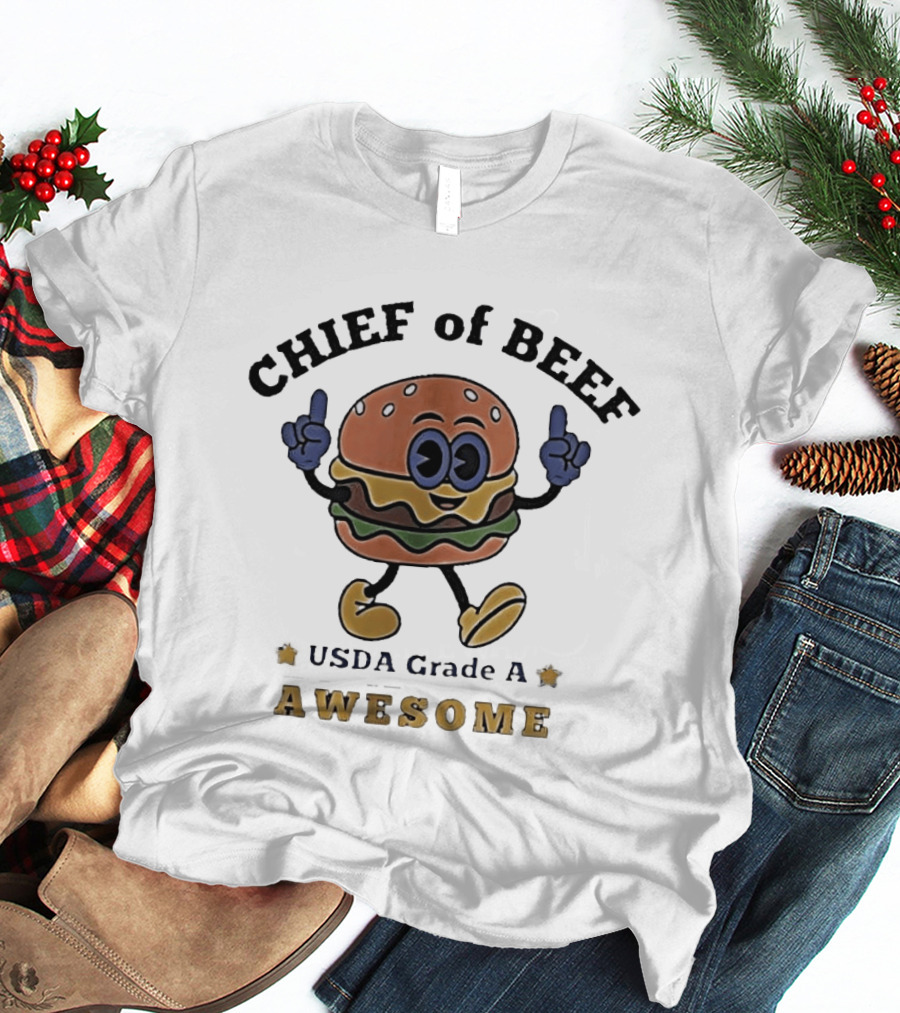 Chief Of Beef USDA Grade A Awesome Burger Cartoon T-Shirt