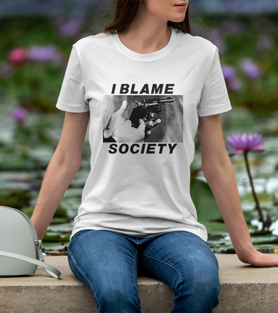 I Blame Society Raised Middle Finger Attitude T-Shirt