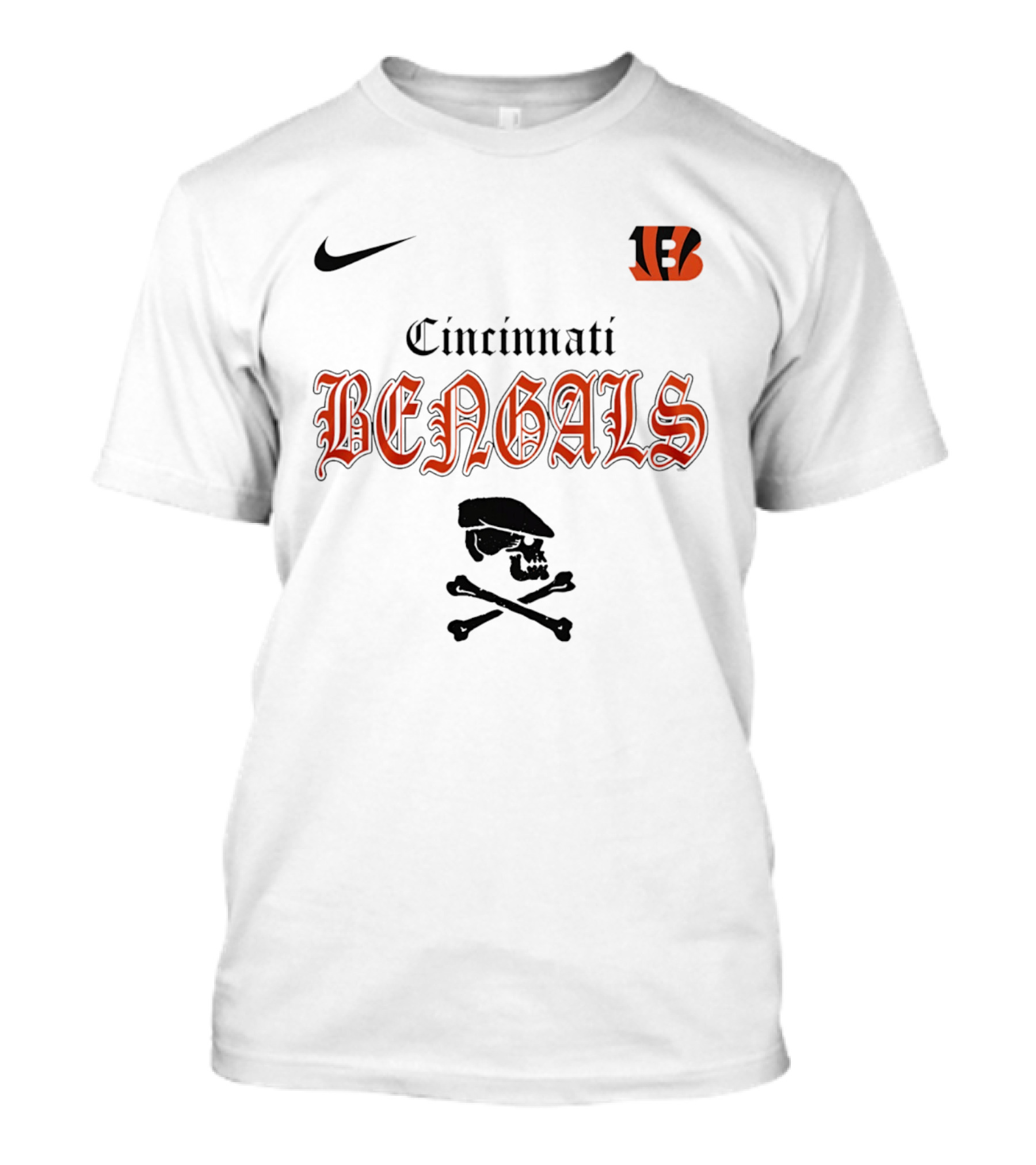 Cincinnati Bengals Dropkick Murphys Skull Nike Collaboration T-Shirt