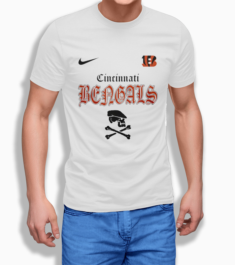 Cincinnati Bengals Dropkick Murphys Skull Nike Collaboration T-Shirt