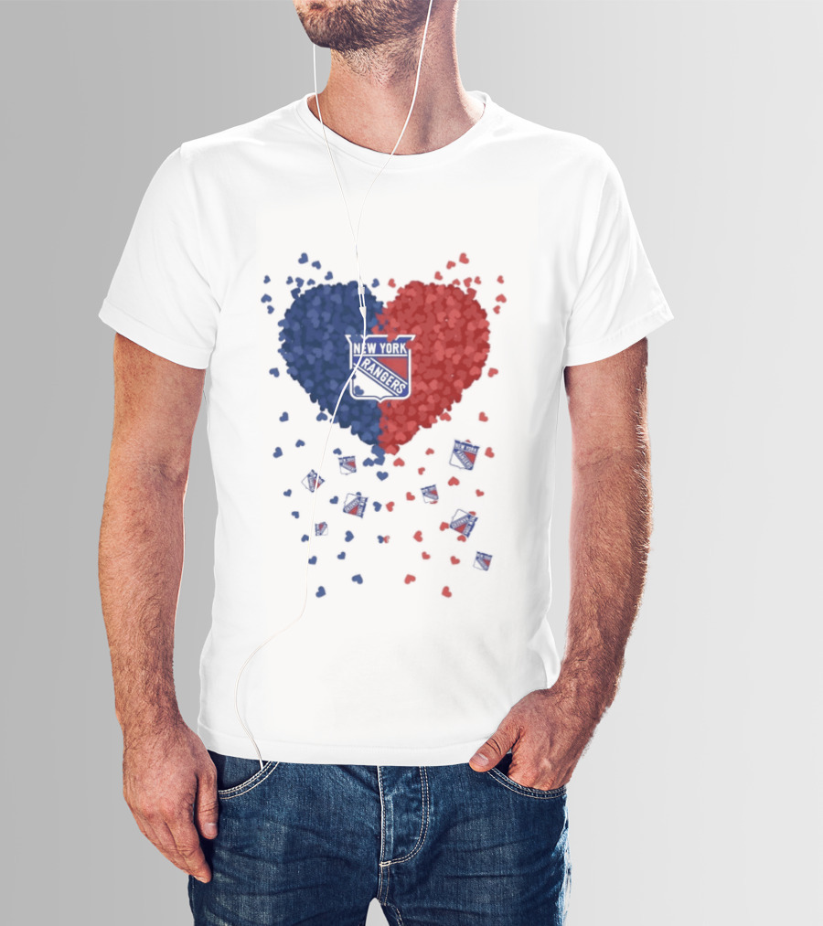 New York Rangers Heart Shaped Emblem With Blue And Red T-Shirt