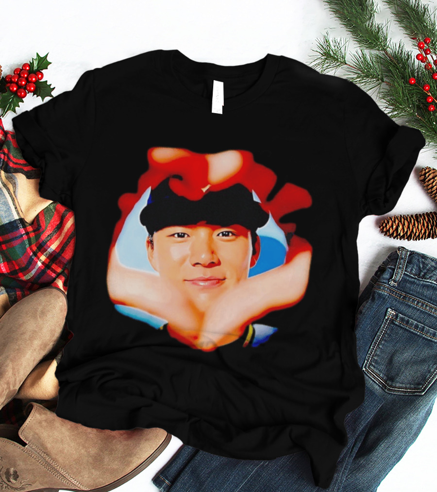 Yoshinobu Yamamoto Los Angeles Dodgers Heart Hand Photo T-Shirt