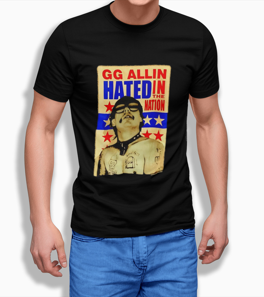 GG Allin Hated In The Nation Live Fast Tattoo Stars T-Shirt