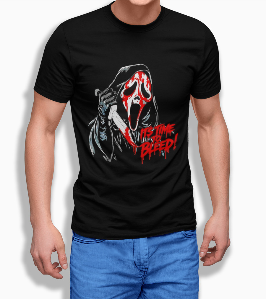 Ghost Face Time To Bleed Horror Iconic Scream Mask T-Shirt