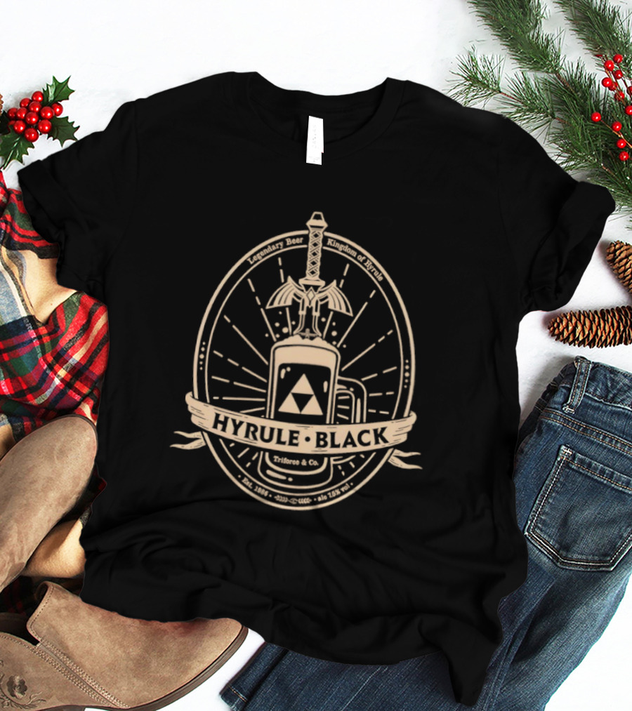 Legendary Beer Kingdom Of Hyrule Hyrule Black The Legend Of Zelda Est 1986 Triforce Sword T-Shirt