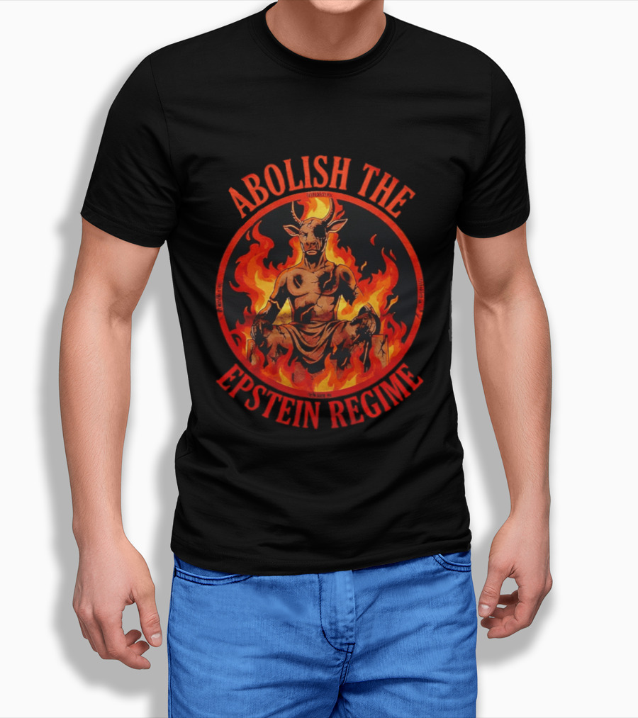 Abolish The Epstein Regime Goat Demon In Flames T-Shirt