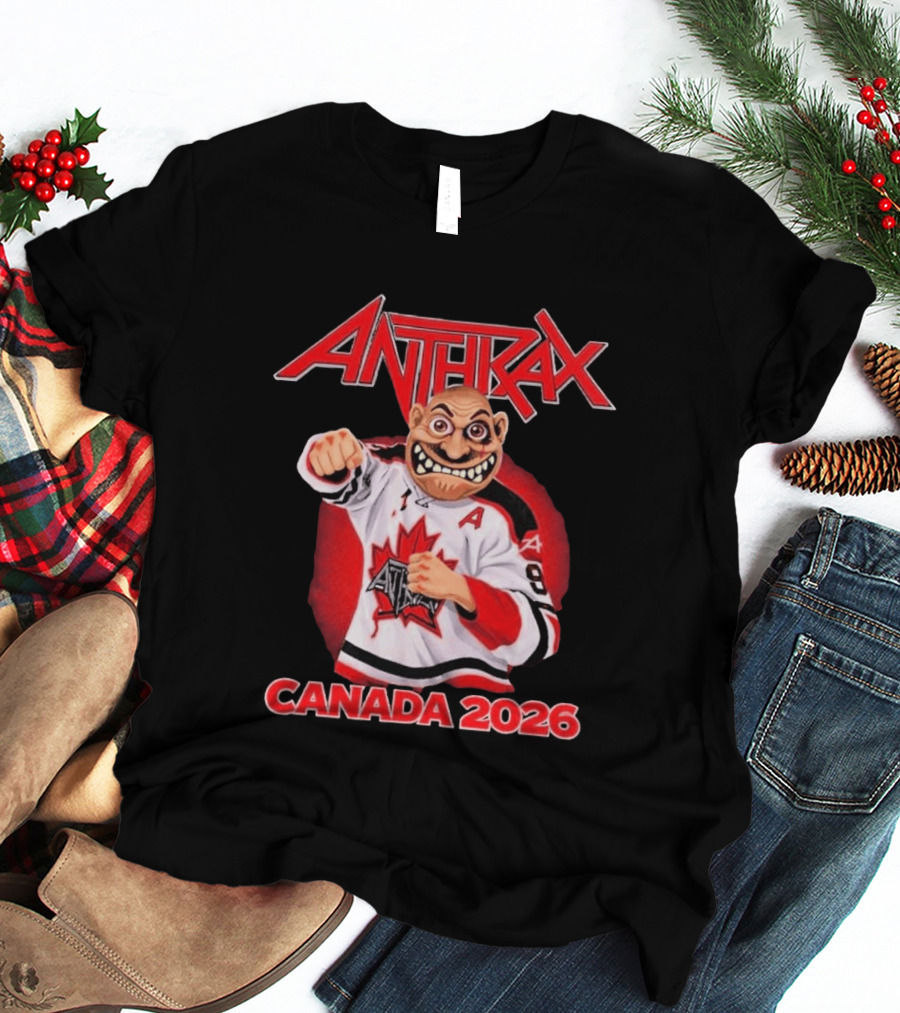 Anthrax Canada 2026 Tour No Man Hockey Player Elbows Up T-Shirt