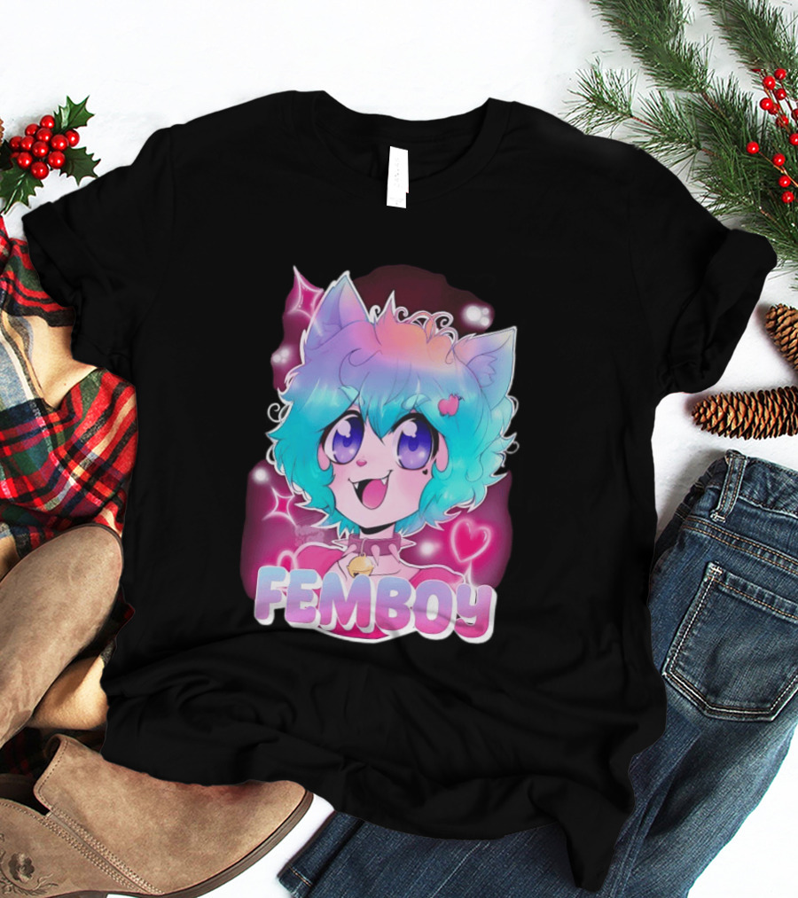 Femboy Anime Pastel Cat Ears Kawaii Aesthetic Cute T-Shirt