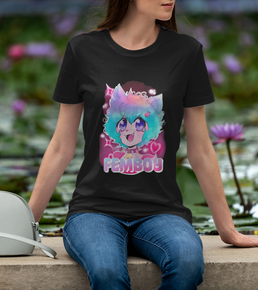 Femboy Anime Pastel Cat Ears Kawaii Aesthetic Cute T-Shirt