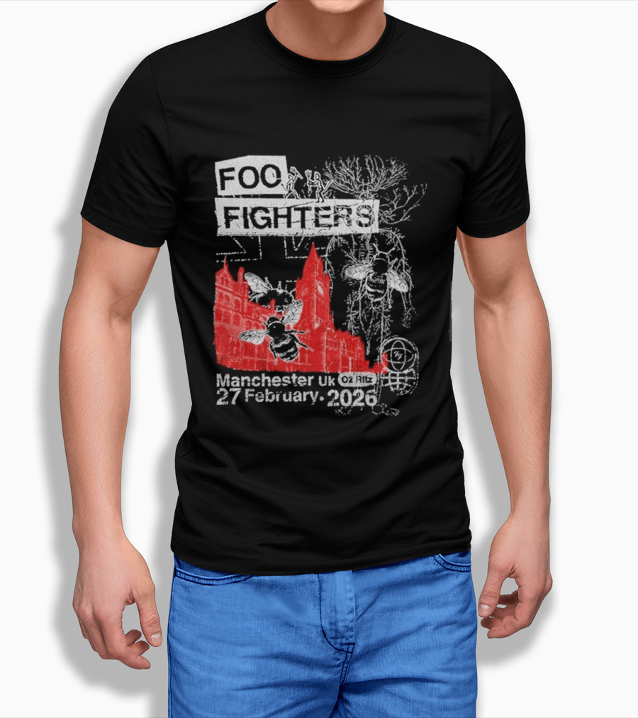 Foo Fighters Manchester UK 27 February 2026 Surprise Show O2 Ritz Bee T-Shirt