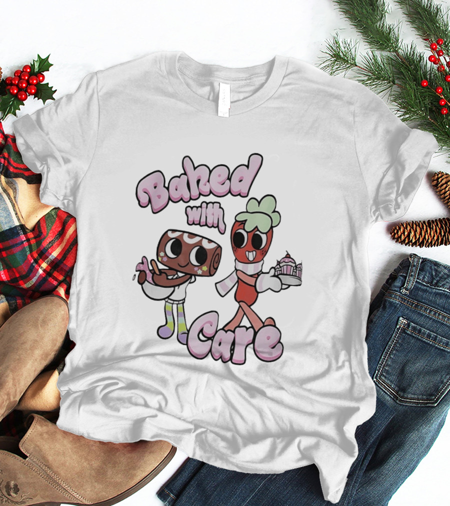 Baked With Care Baking Characters Cartoon T-Shirt