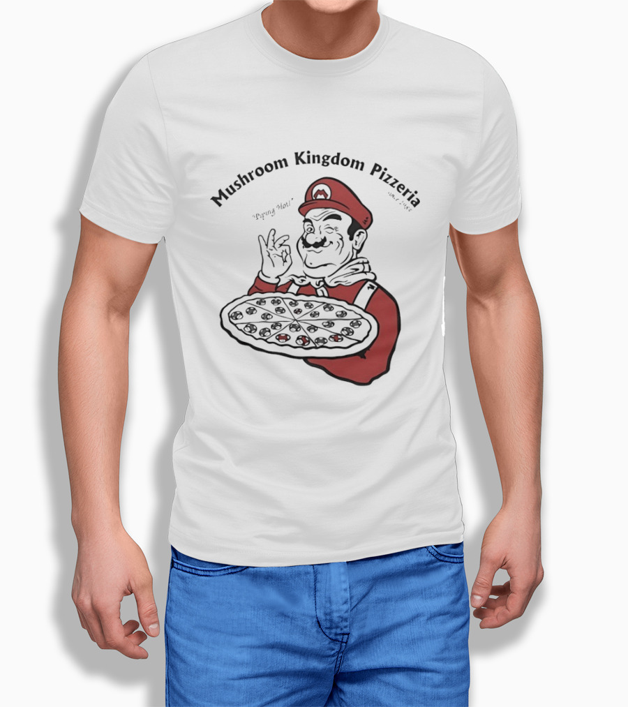 Mushroom Kingdom Pizzeria Funny Pizza Chef Winking Gesture Gaming Fan T-Shirt
